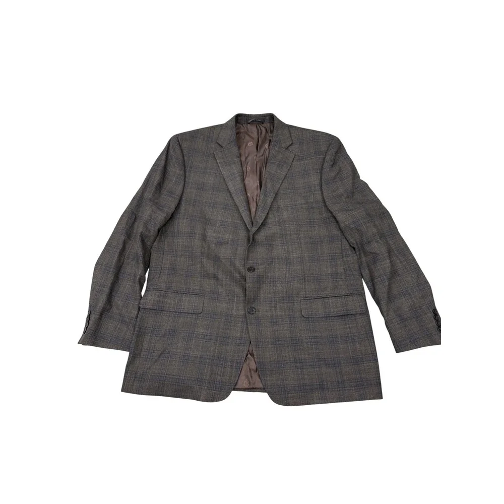 Lauren Ralph Lauren Mens 46L Brown Blue Glen Plaid Two Button Blazer Sport Coat